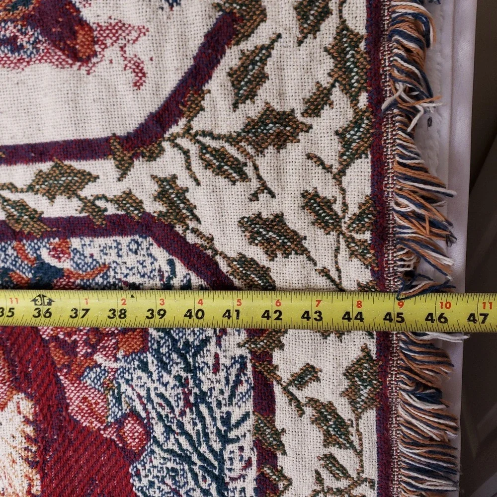 Christmas‎ Santa Tapestry Throw Blanket Woven Fringe Holiday Victorian 46x54